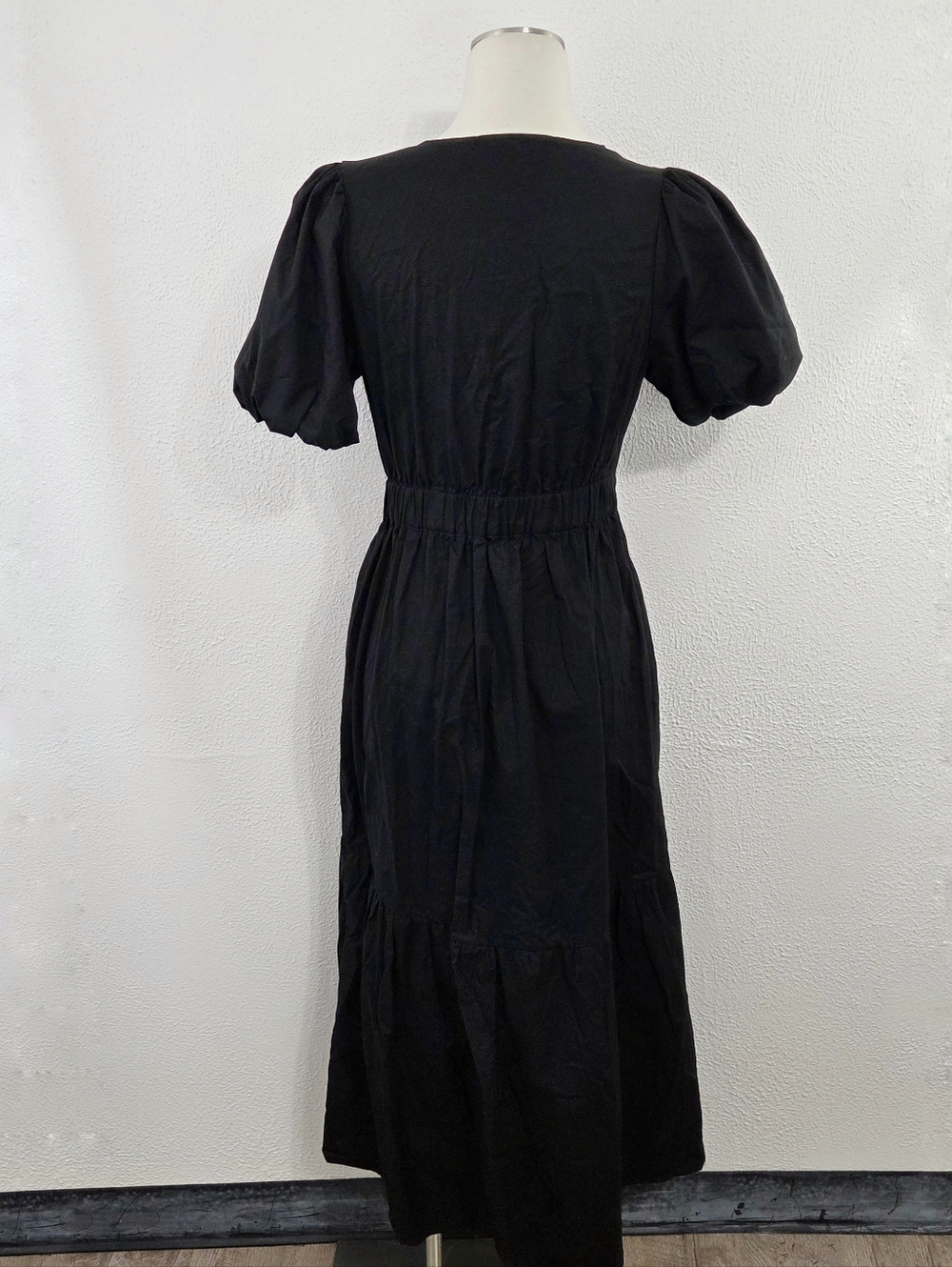 French connection puff sleeve maxi dress black poplin cotton women's Size XS - Picture 3 of 7